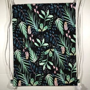 Paper Destiny by Papyrus Tropical Print Drawstring Backpack with Front Zipper